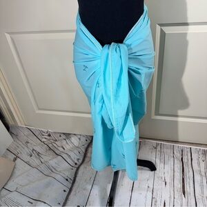 Beach Cabana Cotton Aqua Swim Sarong Coverup